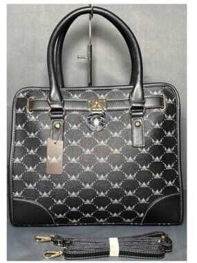 Wendy Keen #1677 Black Logo Satchel Tote Organizer Crossbody Bag NWT Shoulder